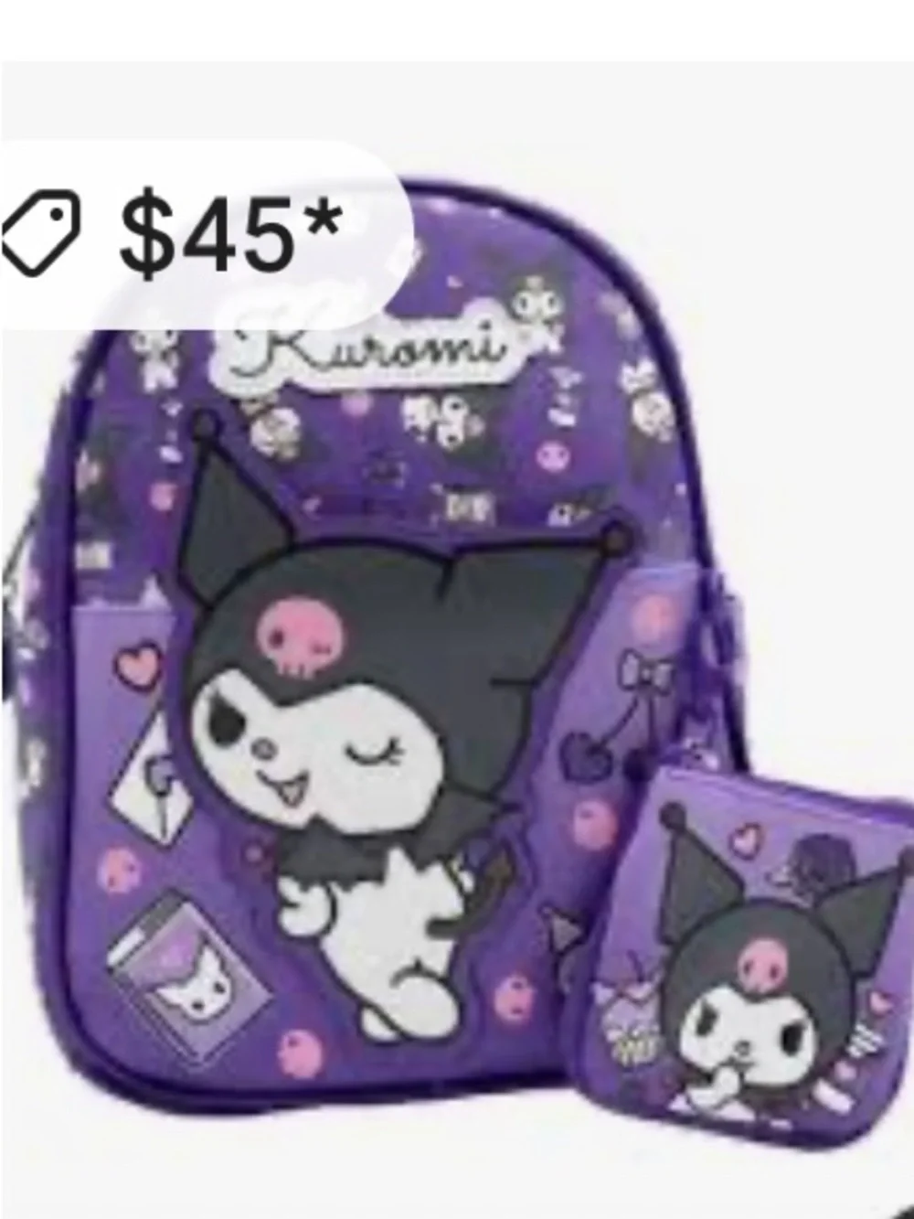 NWT! Sanrio Kuromi Purple Kids Mini Backpack with Coin Purse